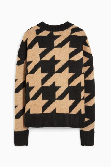 Dames - Trui - met patroon - zwart / beige