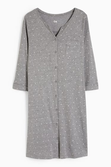 Damen - Nachthemd - gepunktet - grau-melange
