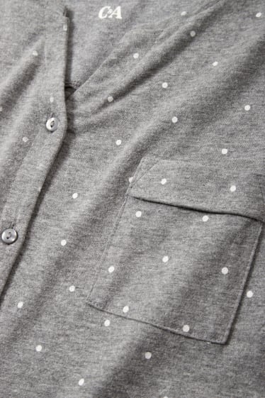Damen - Nachthemd - gepunktet - grau-melange
