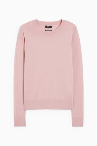 Damen - Basic-Merino-Pullover - rosa