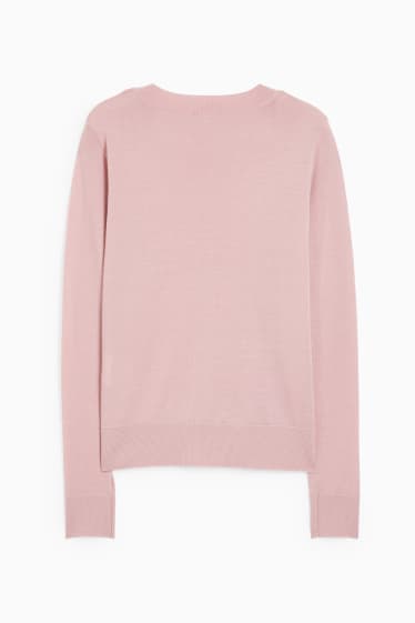 Damen - Basic-Merino-Pullover - rosa