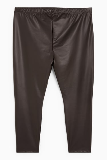 Dona - Leggings - pell sintètica - marró fosc