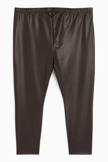 Dona - Leggings - pell sintètica - marró fosc
