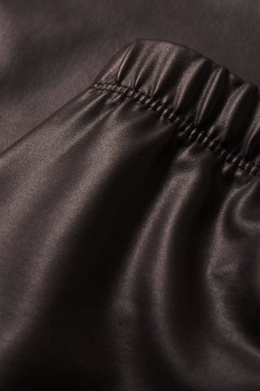 Dona - Leggings - pell sintètica - marró fosc