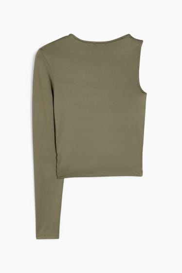 Women - CLOCKHOUSE - cropped long sleeve top - dark green