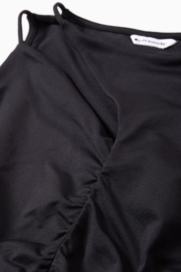 Dámské - CLOCKHOUSE - krátké tričko s dlouhým rukávem - černá