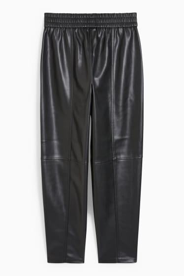 Dona - Pantalons - high waist - tapered fit - pell sintètica - negre