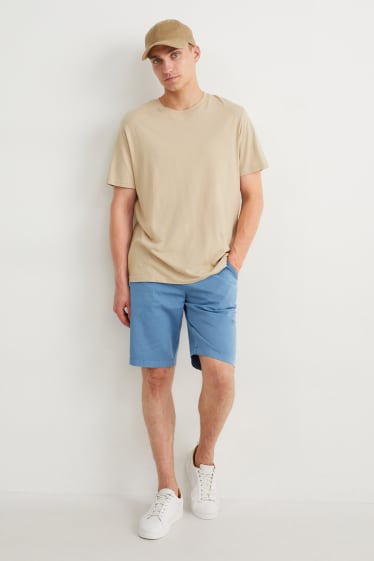 Men - Shorts with belt - blue