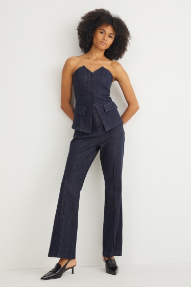 Femmes - Flared jean - high waist - jean bleu foncé