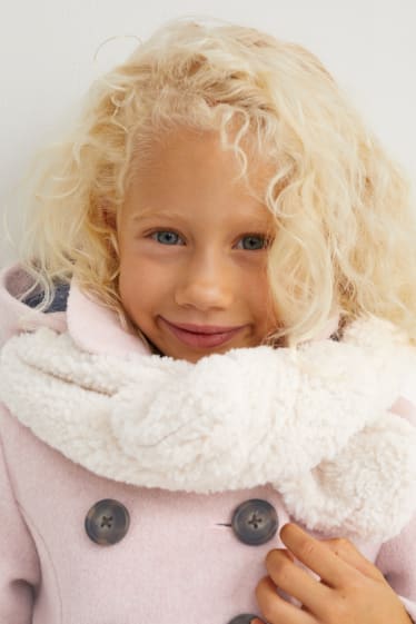 Kinder Mädchen - Set - Jacke mit Kapuze und Schal - 2 teilig - rosa