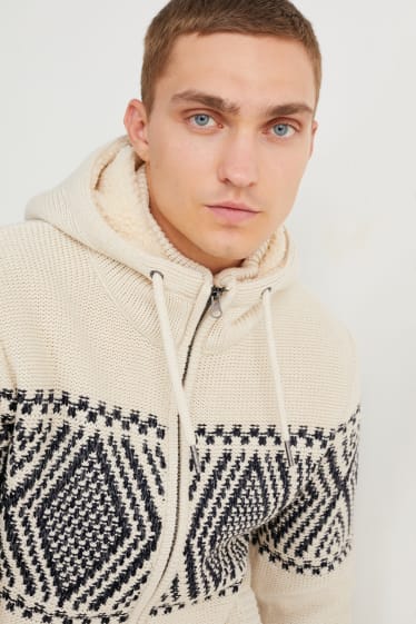 Hommes - Gilet en maille à capuche - beige clair