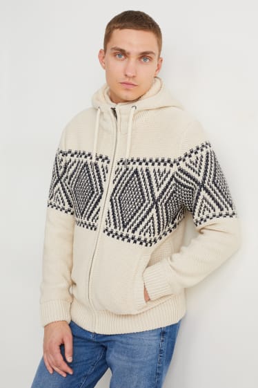 Hommes - Gilet en maille à capuche - beige clair