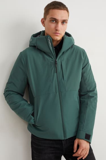 Pánské - Funkční bunda s kapucí - vodoodpudivá - 4 Way Stretch - zelená