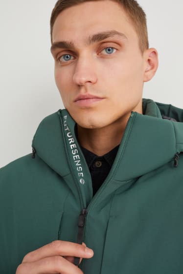 Herren - Funktionsjacke mit Kapuze - wasserabweisend - 4 Way Stretch - grün