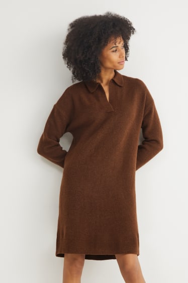 Femmes - Robe de maille - marron foncé