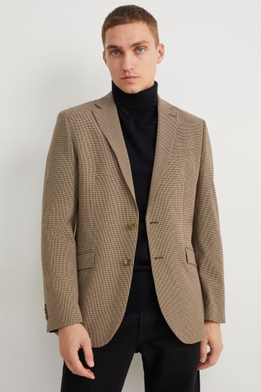 Men - Tailored jacket - slim fit - Flex - 4 way stretch - LYCRA® - check - beige