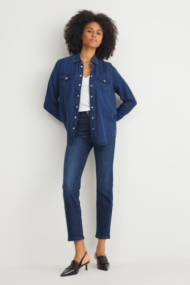 Femmes - Straight jean - high waist - jean bleu