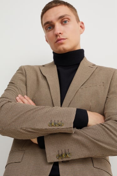 Men - Tailored jacket - slim fit - Flex - 4 way stretch - LYCRA® - check - beige