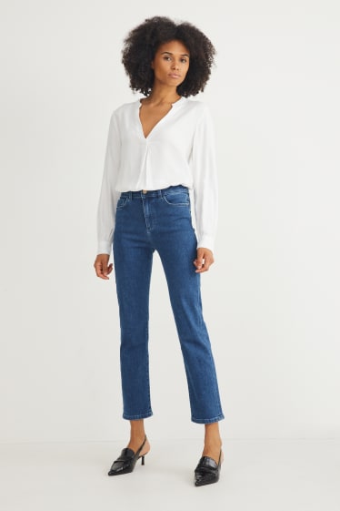 Femmes - Straight jean - high waist - jean bleu