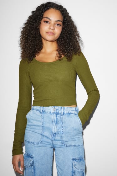 Teens & young adults - CLOCKHOUSE - cropped long sleeve top - green