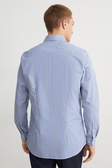 Herren - Businesshemd - Slim Fit - Cutaway - bügelleicht - dunkelblau / weiß