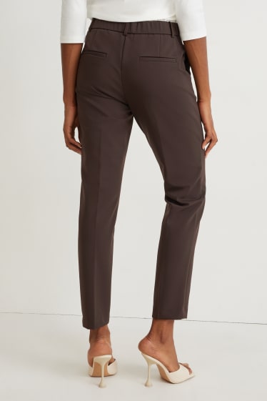 Femmes - Pantalon de bureau - mid waist - slim fit - marron foncé