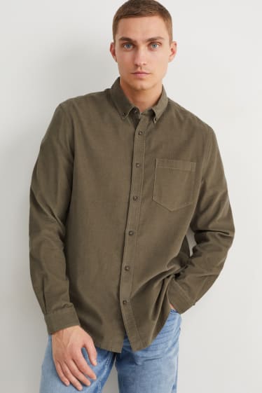 Home - Camisa de pana - regular fit - button-down - verd