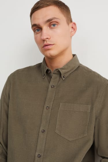Home - Camisa de pana - regular fit - button-down - verd