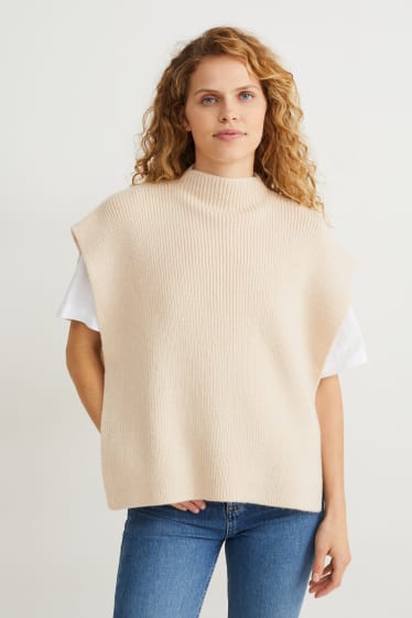 Femmes - Pull sans manches en maille - beige clair