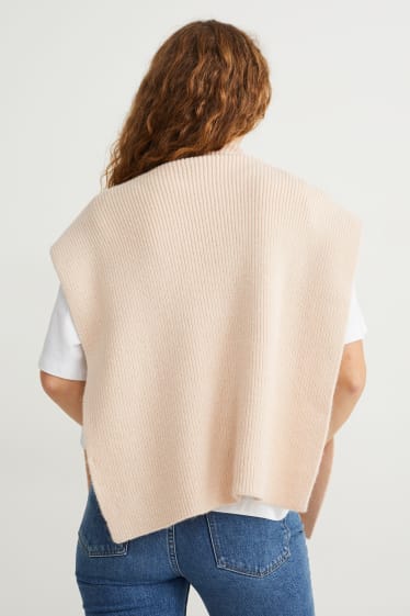 Damen - Strickpullunder - hellbeige