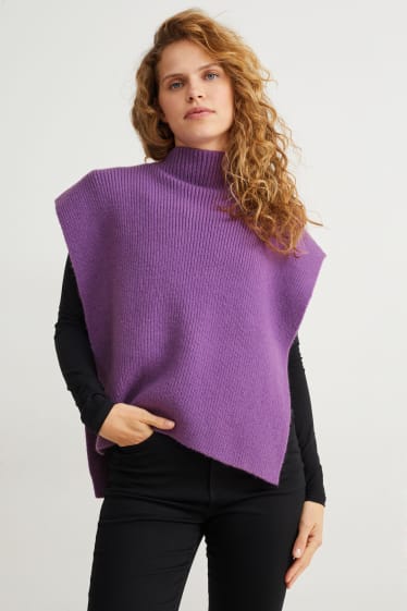 Kobiety - Dzianinowy sweter bez rękawów - fioletowy