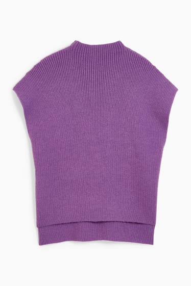 Kobiety - Dzianinowy sweter bez rękawów - fioletowy