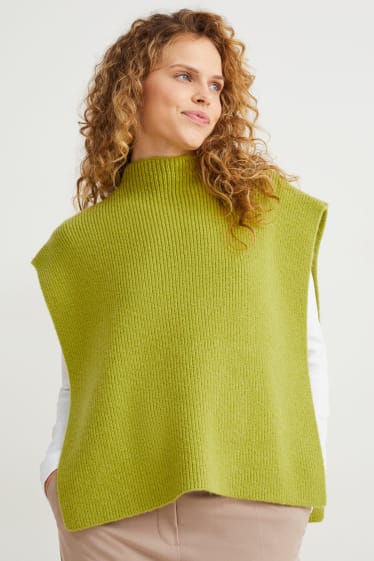 Dámské - Pletená svetrová vesta - zelená