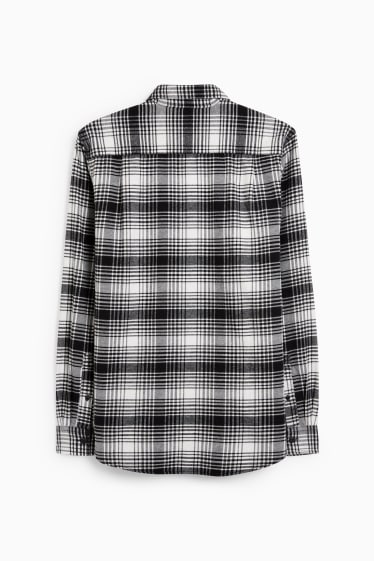Pánské - Košile - regular fit - button-down - kostkovaná - černá/bílá