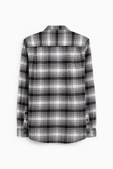 Uomo - Camicia - regular fit - button down - a quadretti - nero / bianco