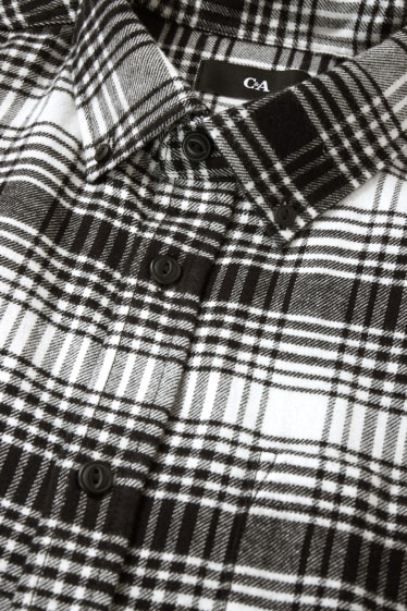 Home - Camisa - regular fit - button-down - de quadres - negre/blanc
