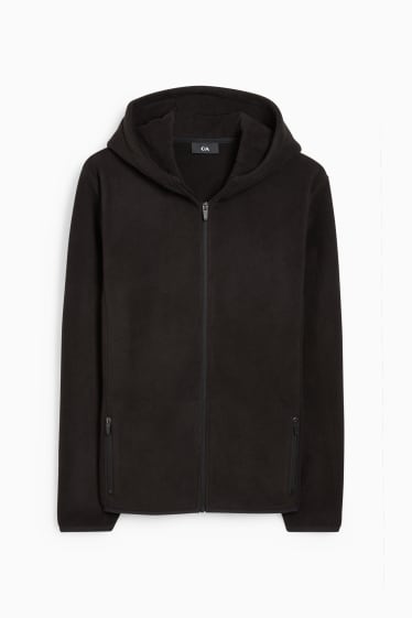 Hommes - Veste à capuche en polaire - noir