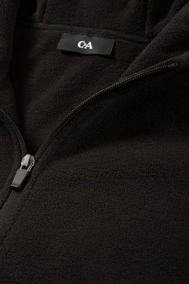 Hommes - Veste à capuche en polaire - noir