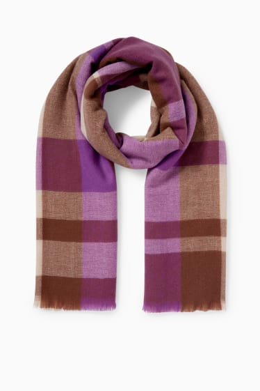 Women - Scarf - check - brown