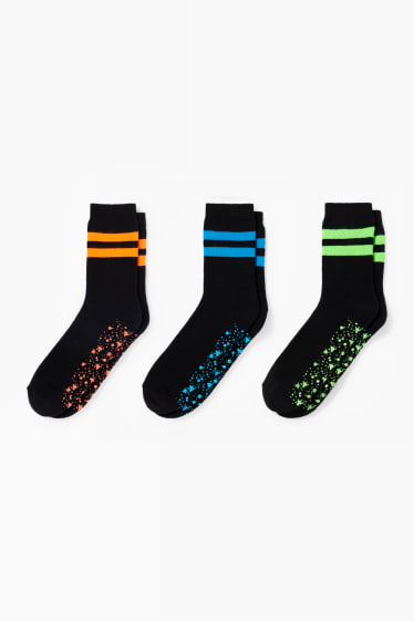 Enfants garçons - Lot de 3 paires - chaussettes antidérapantes - noir