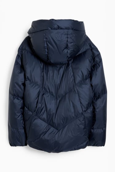 Damen - Daunenjacke mit Kapuze - dunkelblau