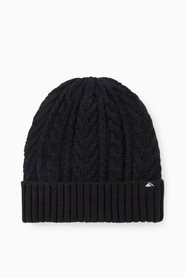 Children - Ski hat - cable knit pattern - black