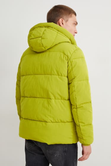 Men - Quilted jacket with hood - light green