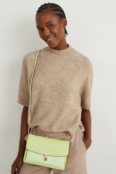 Women - Shoulder bag - faux leather - light green