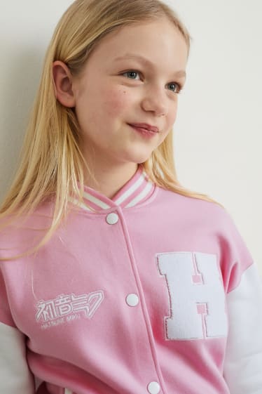 Enfants filles - Hatsune Miku - veste style universitaire - rose