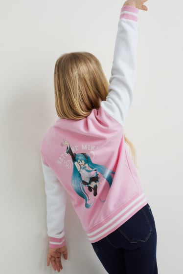 Enfants filles - Hatsune Miku - veste style universitaire - rose