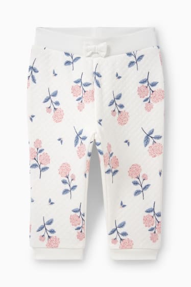 Bébés - Pantalon de jogging pour bébé - à fleurs - blanc crème