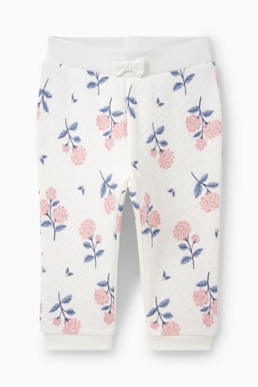 Bébés filles - Pantalon de jogging pour bébé - à fleurs - blanc crème