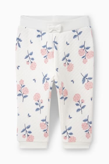 Babys - Babyjoggingbroek - gebloemd - crème wit