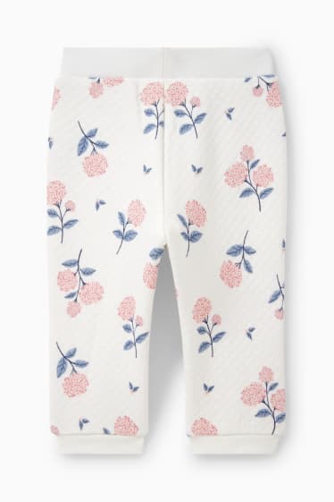 Babys - Babyjoggingbroek - gebloemd - crème wit